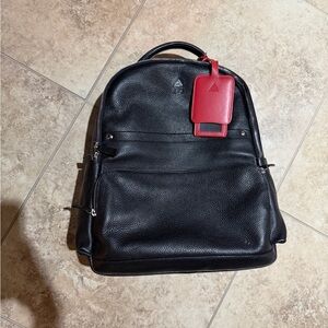 Delta Million Miler Leather Backpack Black Travel Bag EUC